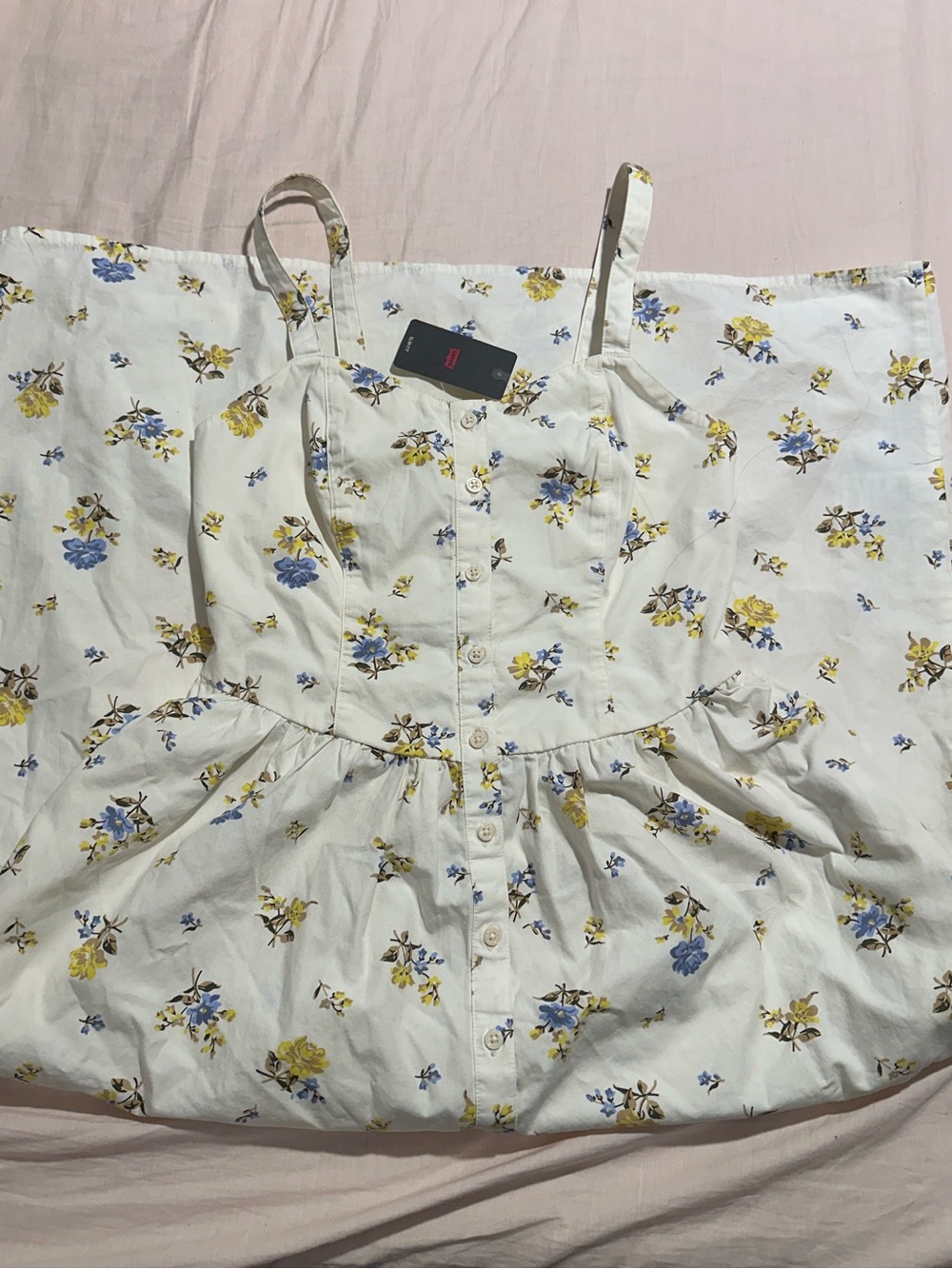 Levi's White Floral Button-Front Midi Dress